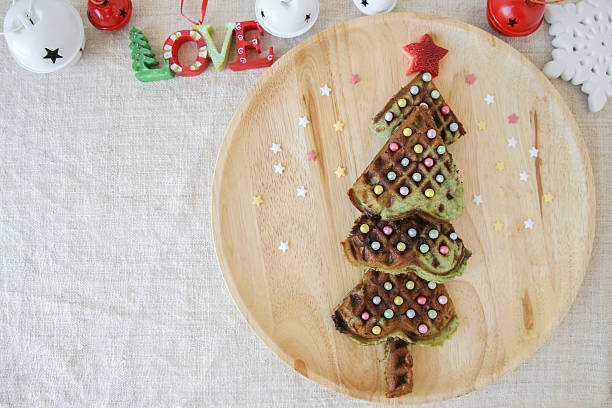 istock Christmas tree pancake breakfast, fun food art for kids 615814436