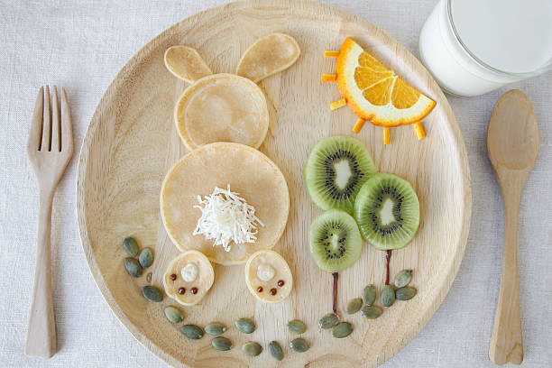 istock Bunny pancake breakfast, fun food art for kids 615815054