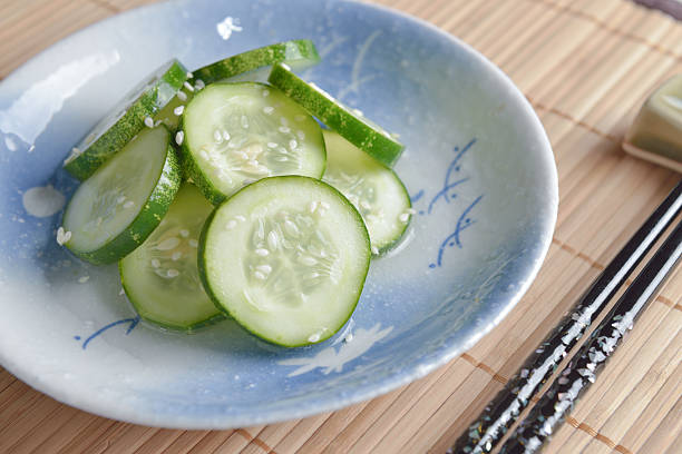 istock Japanese food, cucumber pickles with sesame for side dish image 615817232