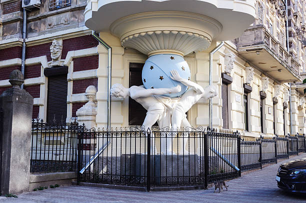 Odessa, Ukraine - September 1, 2016: Beautiful old house with the Atlanteans (Faltz-Fein House)