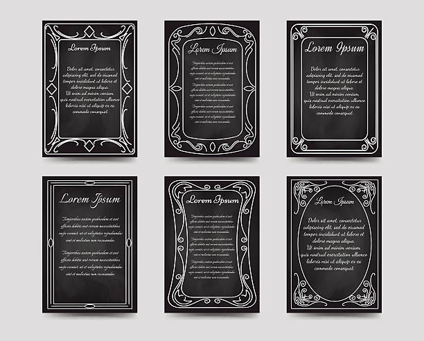illustrations, cliparts, dessins animés et icônes de cartes noires au tableau noir avec cadre vintage - symbol blackboard invitation part of