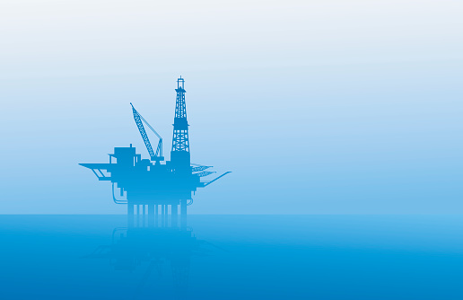 Oil Rig at Morning is a vector illustration.