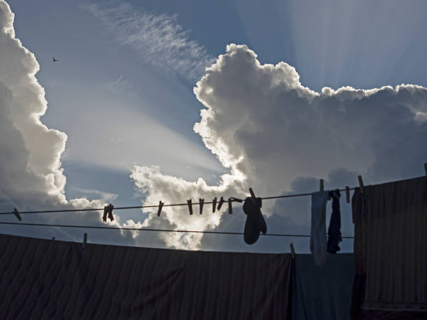 洗濯の日, ワシュタグ - chores outdoors horizontal high contrast ストックフ�ォトと画像