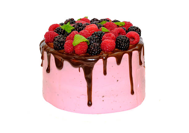 istock Homemade cake with berries isolated on white 615821748