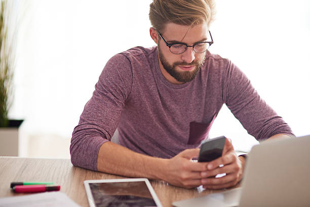 istock Man in the surrounding of technology 615823236