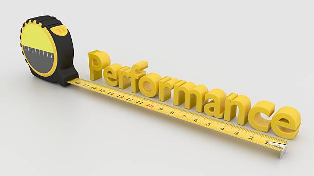 istock Measure performance concept with tape and 3D text 615824210
