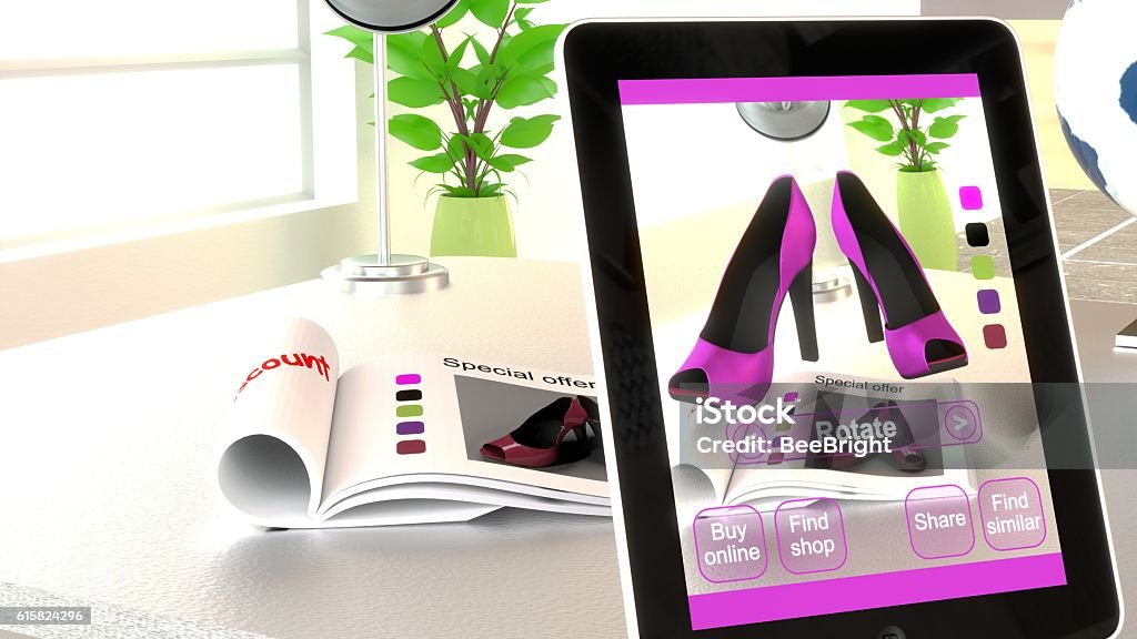 Augmented reality shopping concept illustration - Royalty-free Zenginleştirilmiş Gerçeklik Stok görsel