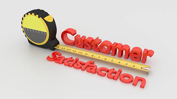 istock Customer satisfaction measurement concept with tape isolated on 615824856