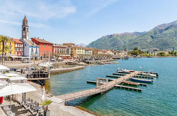 Ascona on the shore of Lake Maggiore, Ticino, Switzerland.