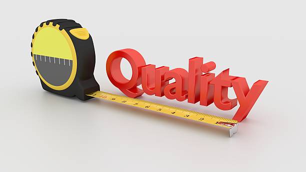 istock Quality measurement concept with tape isolated on white 615826034