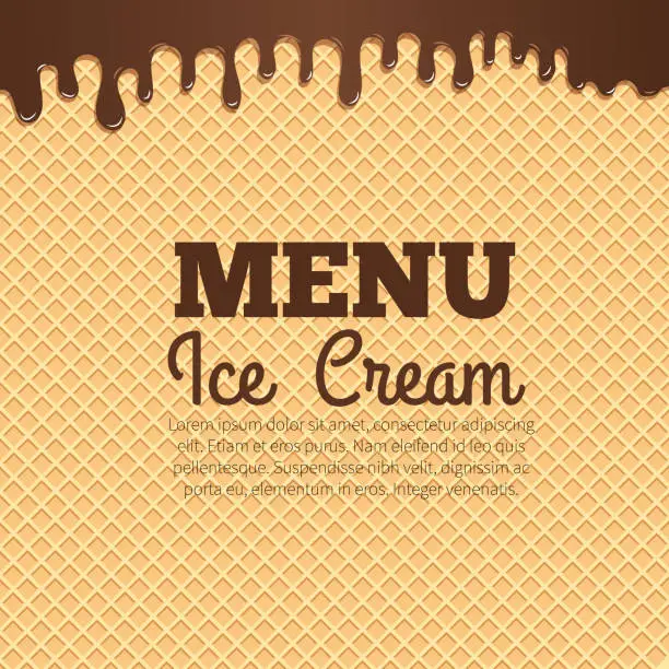 Vector illustration of Waffle texture background for cafe menu design