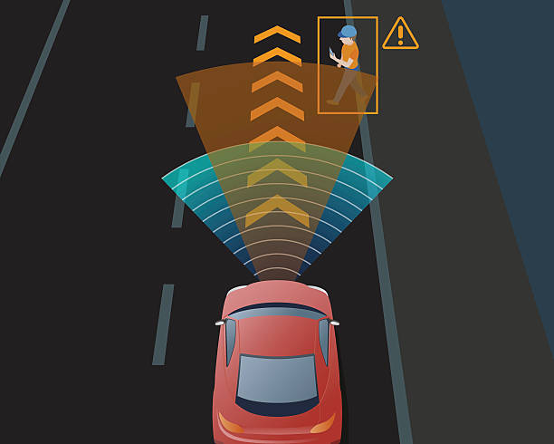 Advanced Driving Assistant System (ADAS), Blind Spot Monitoring Advanced Driving Assistant System (ADAS), Blind Spot Monitoring, automobile sensing technology,  top view, vector illustrationyoung female with a bad sunburn on her back brake stock illustrations