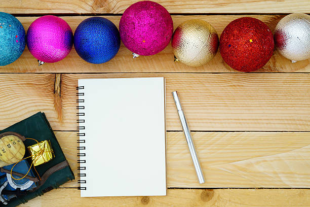 istock Greeting, Blank paper notebook With Christmas decoration 615830054