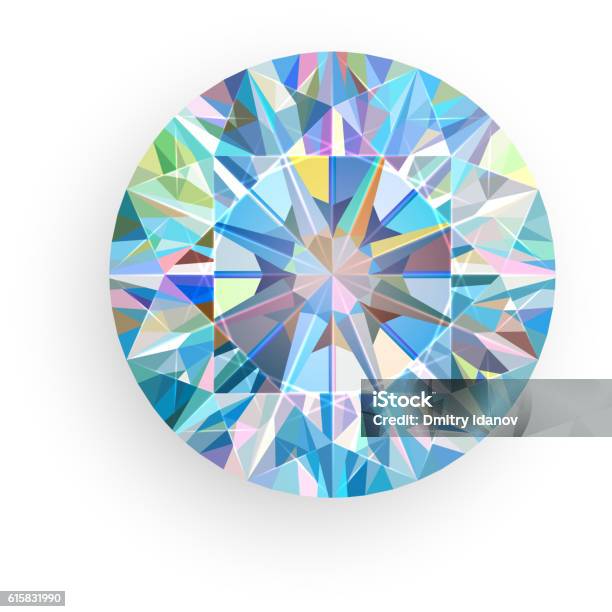 Diamond Isolated On White Background Vector Stock Illustration - Download Image Now - Diamond - Gemstone, Diamond Shaped, Circle