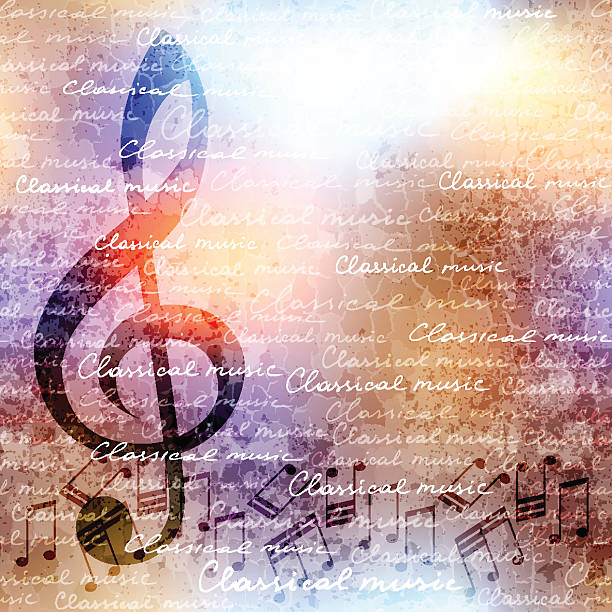 클래식 음악 배경 - musical note defocused musical staff treble clef stock illustrations