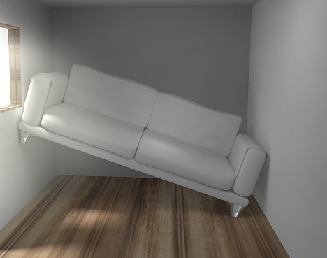 Space problems in the too small living room 3d render