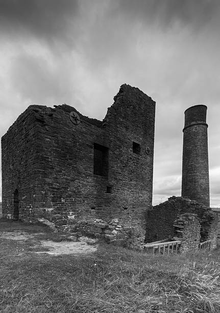 istock Derelict Building at Magpie Mine in Black and White 615836468