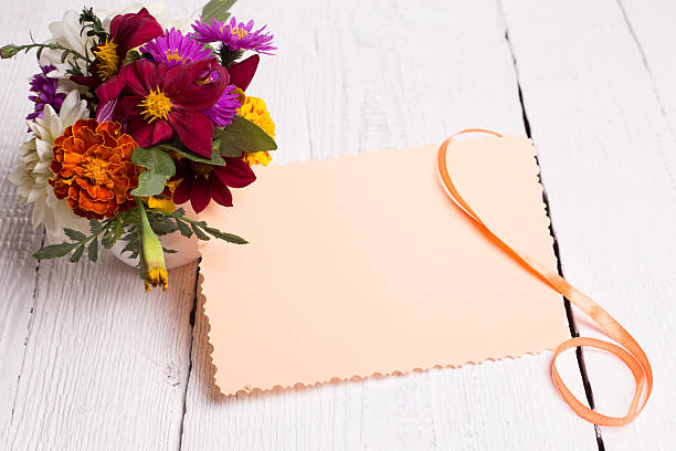 autumn flowers and card for your text