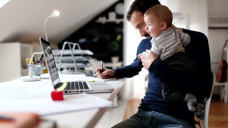 Dad working from home