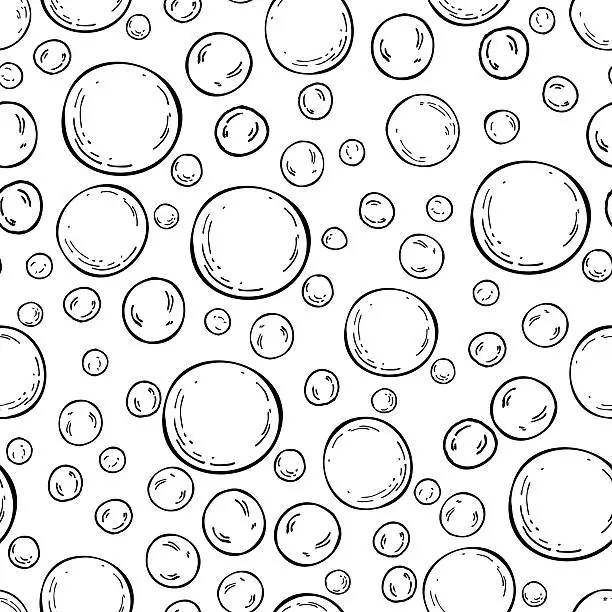 Vector illustration of Seamless soap bubbles pattern. Vector hand drawn background