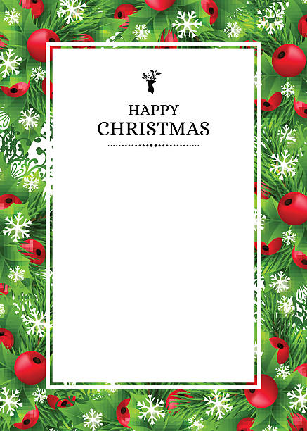 ilustrações de stock, clip art, desenhos animados e ícones de christmas background with fir and holly decorations - christmas tree snow fir tree isolated