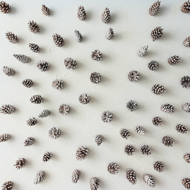 istock Winter forest aerial made of pinecones. 615882434