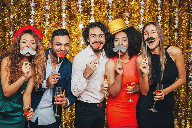 istock Fake moustaches and champagne 615882916