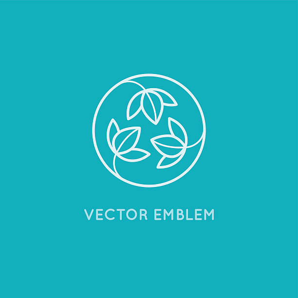 projekt logo wektor - kosmetyki i koncepcja urody - floral pattern silhouette fabolous plant stock illustrations