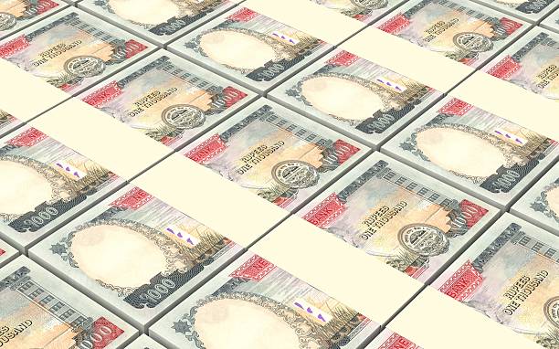 istock Nepalese rupee bills bills stacks background. 615886500