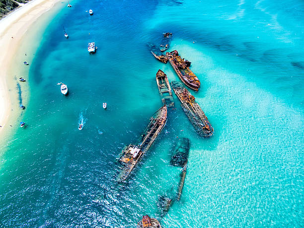 Shipwreck aerial stock photo