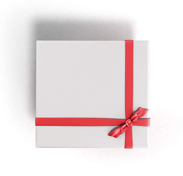 istock White Square Gift Box close with Red Ribbon and Bow 615886818