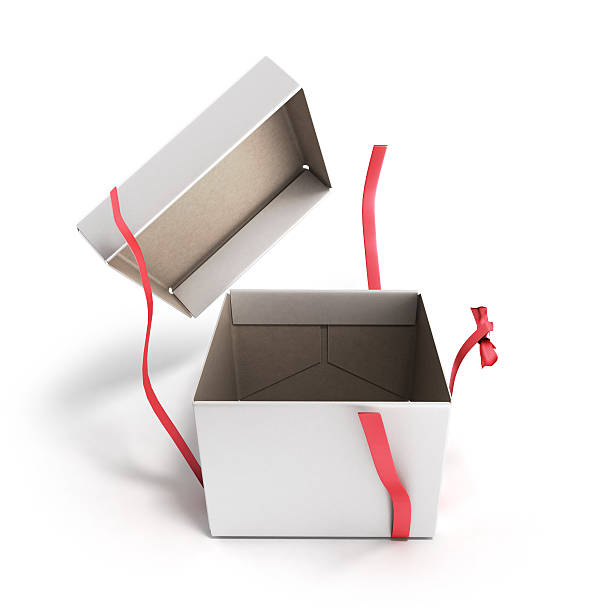istock White open Square Gift Box with Red Ribbon and Bow 615888086