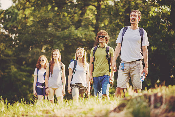 istock Hiking, orienteering, walking and other healthy physical activities 615889624
