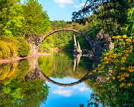 Arch Bridge (Rakotzbrucke or Devils Bridge) in Kromlau, Germany