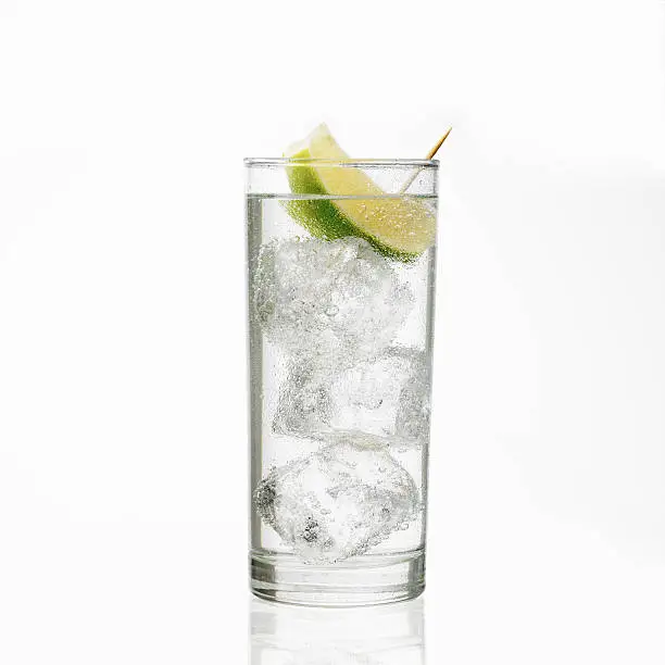 Gin and Tonic or Soda Isolated on White Background