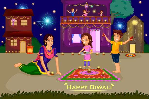 Woman Making Rangoli For Diwali Celebration Festival Of India Stock  Illustration - Download Image Now - iStock