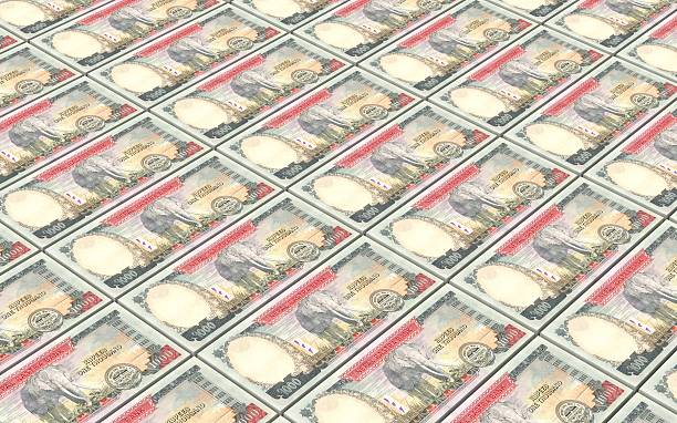 istock Nepalese rupee bills bills stacks background. 615894972