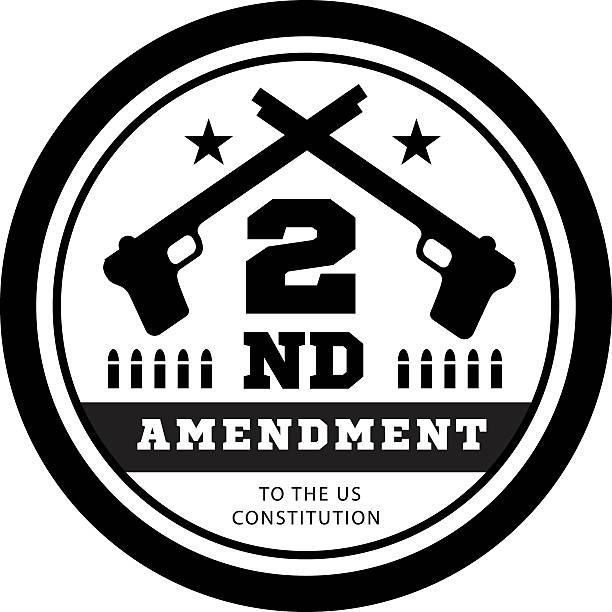 Second Amendment to the US Constitution  permit possession of weapons Second Amendment to the US Constitution to permit possession of weapons. Vector illustration on white gun laws stock illustrations