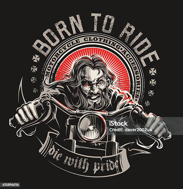 Born To Ride Stock Illustration - Download Image Now - Motorcycle, Biker, Old-fashioned