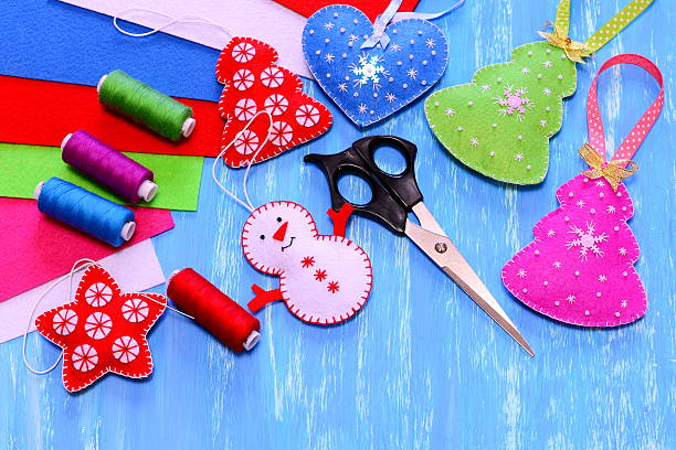 istock Felt Christmas ornaments. Simple kids crafts 615896766