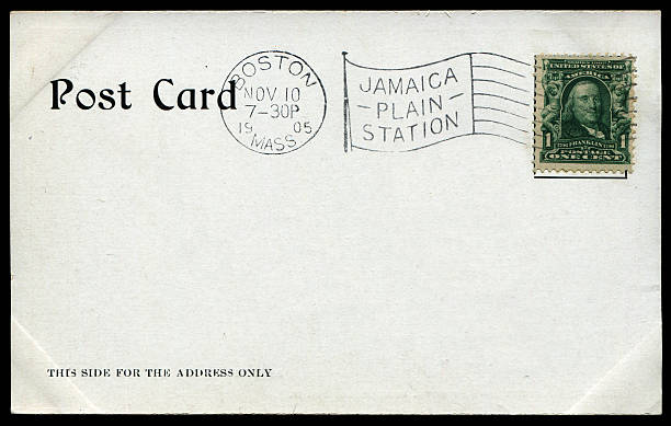 istock antique blank postcard from Boston, US, in early 1900s 615896780