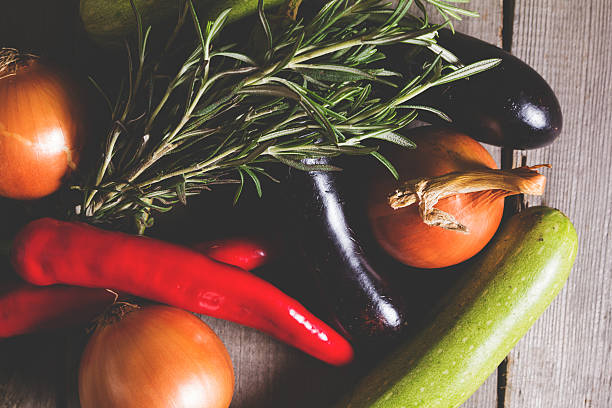 istock Different kind of local vegitables on the wooden rustic table 615896866