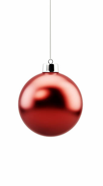 istock Red Christmas Bauble Hangin on White Background 615898344