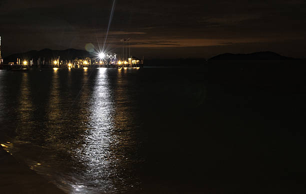 Jetty at night Lights on the Jetty at Rawa Island, Malaysia rawa island stock pictures, royalty-free photos & images