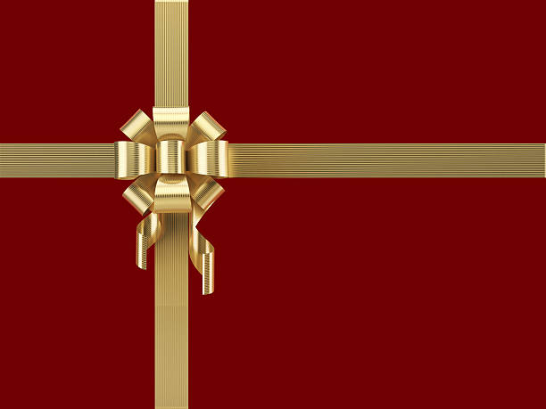 gift golden bow on red