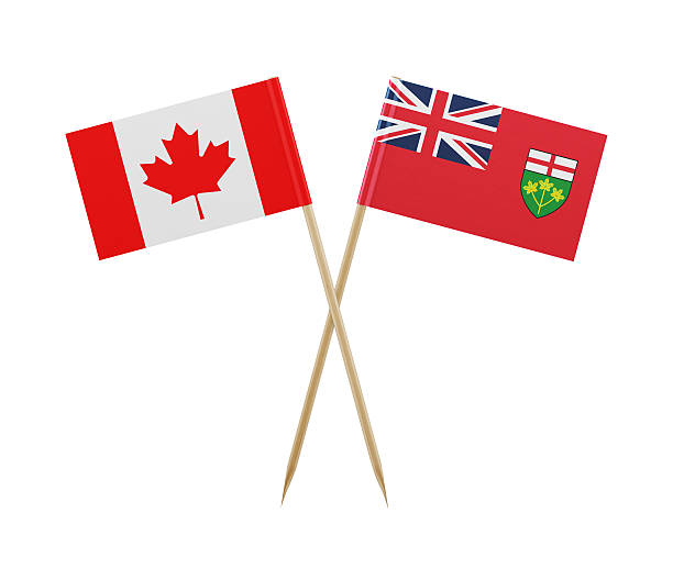 istock Tiny Canadian and Ontario Flag on a Toothpick 615899562
