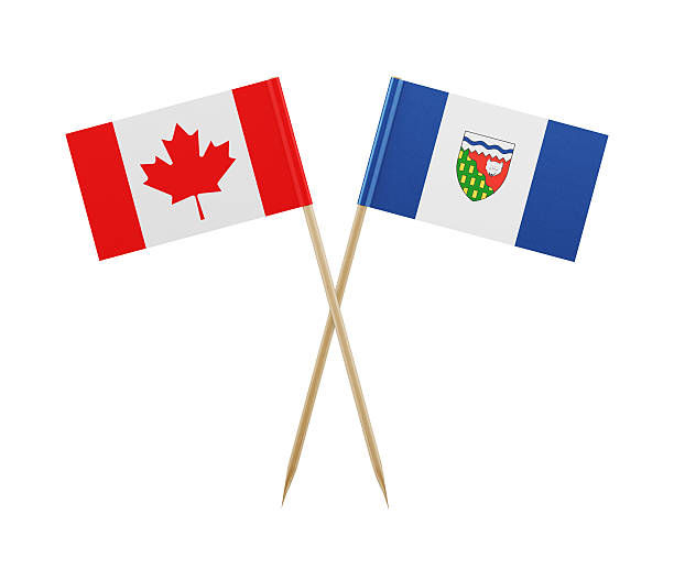 istock Tiny Canadian and the Northwest Territories Flag on a Toothpick 615899798
