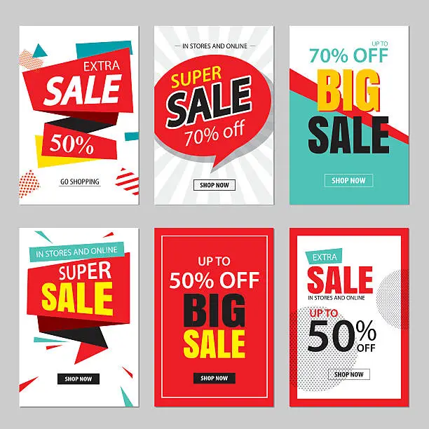 Vector illustration of Set of sale website banner templates.Social media banners