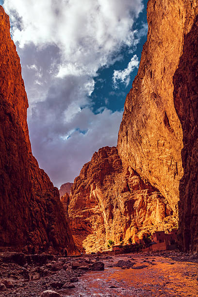 Todra Valley, hotels, river, people, reflections, canyon Morocco, North Africa ,Nikon D3x
