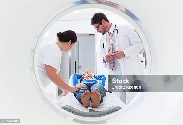 Doctor Nurse And Patient At Ct Scan Stock Photo - Download Image Now - MRI Scan, CAT Scan Machine, CAT Scan